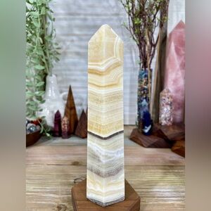 0878 Banded Yellow Calcite Crystal Tower - Large 7-3/4 Inches Tall